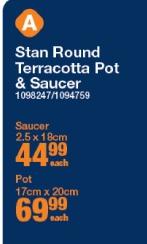 Stan Round Terracotta Pot & Saucer