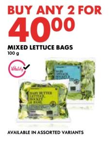 WOOLWORTHS MIXED LETTUCE BAGS 100g ANY 2