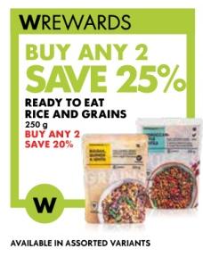 WOOLWORTHS READY TO EAT RICE AND GRAINS 250g Buy Any 2 Save 25%