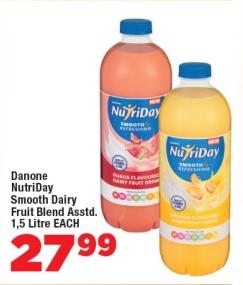 Danone NutriDay Smooth Dairy Fruit Blend Assorted, 1.5 Litre EACH