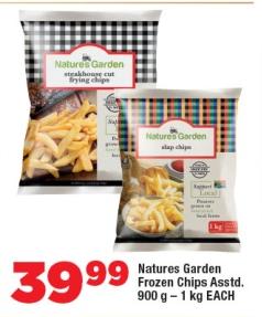 Natures Garden Frozen Chips Assorted 900 g - 1 kg EACH