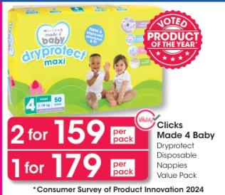 Clicks Made 4 Baby Dryprotect Disposable Nappies