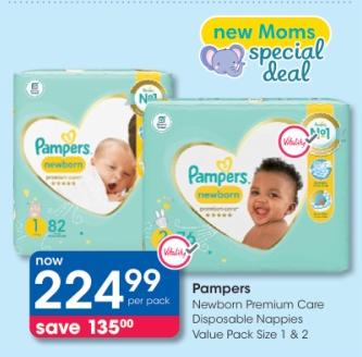 Pampers Newborn Premium Care Disposable Nappies