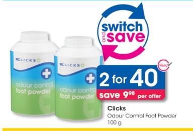 Clicks Odour Control Foot Powder