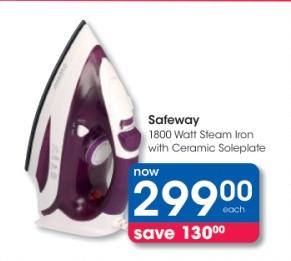 Safeway 1800 Watt Steam Iron with Ceramic Soleplate