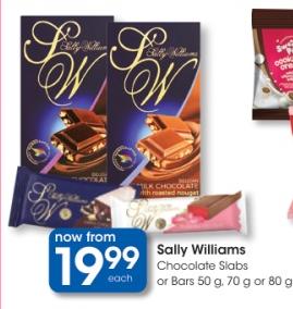 Sally Williams Chocolate Slabs or Bars 50 g, 70 g or 80 g