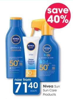 Nivea Sun Protect & Moisture SPF 50, Nivea Sun Shine Control SPF 50, Nivea Sun Kids 5-in-1 SPF 50+