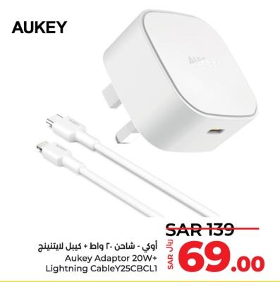 Aukey Adaptor 20W + Lightning Cable Y25CBCL1