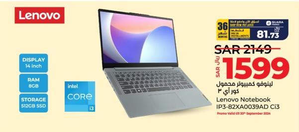 Lenovo Notebook IP3-82XA0039AD CI3