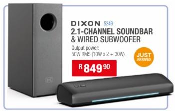 Dixon S24B 2.1-Channel Soundbar & Wired Subwoofer 