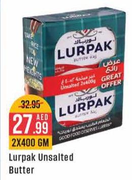 Lurpak Unsalted Butter 2x400gm 