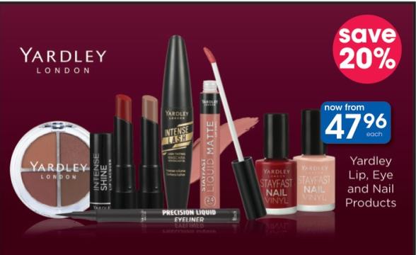 Yardley Lip, Eye and Nail Products