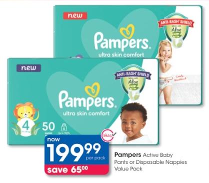 Pampers Active Baby Pants or Disposable Nappies