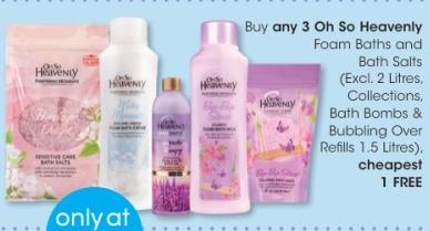 Buy Any 3 Oh So Heavenly Foam Baths and Bath Salts Cheapest 1 Free