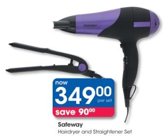 Safewat Hairdryer and Straightener Set