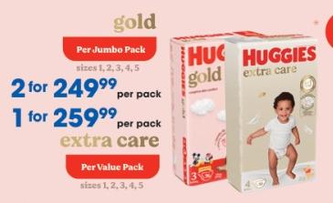 Huggies Gold/Extra Care Nappies Per Value Pack