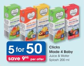 Clicks Made 4 Baby Juice & Water Splash 200 ml