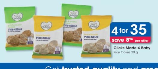 Clicks Made 4 Baby Rice Cakes 20g