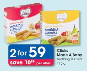 Clicks Made 4 Baby Teething Biscuits 170g