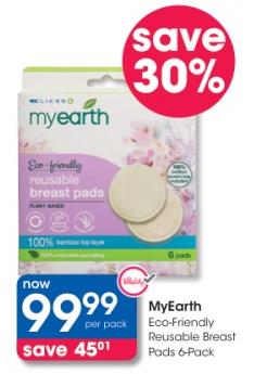 Clicks My Earth Eco-Friendly Reusable Breast Pads 6 Pack