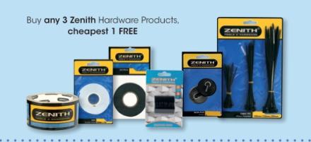 Buy any 3 Zenith Hardware Products. cheapest 1 FREE