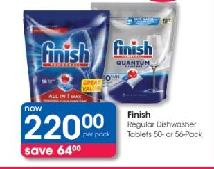 Finish Regular Dishwasher Tablets 50 Or 56 Pack