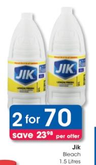 Jik Lemon Fresh Bleach 1.5Litres