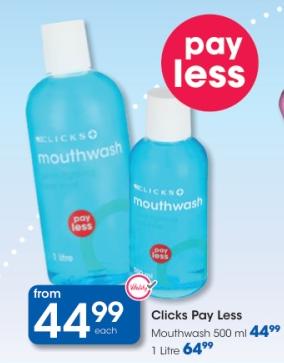 Clicks Pay Less Mouthwash 1 Litre