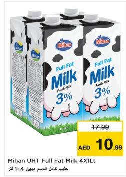 Mihan UHT Full Fat Milk Fresh Milk 3% 4x1L