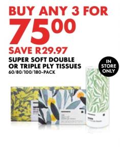 Super Soft Double or Triple Ply Tissues