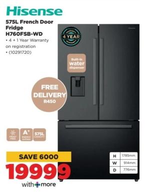 Hisense 575L French Door Fridge H760FSB-WD