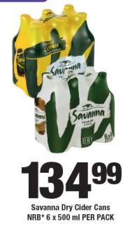 Savanna Dry Cider Cans 6 x 500 ml per pack