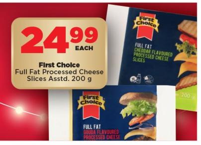 First Choice Full Fat Processed Cheese Slices Assorted 200g