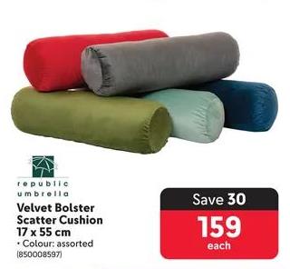 Velvet Bolster Scatter Cushion 17x55cm