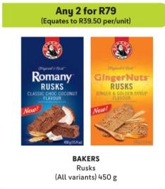 BAKERS Rusks (All variants) 450 g