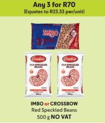 IMBO or CROSSBOW Red Speckled Beans 500 g NO VAT