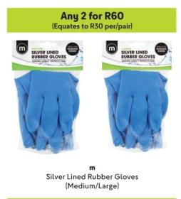 m Silver Lined Rubber Gloves (Medium/Large)