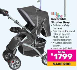 one Reversible Stroller Grey .5-Point safety
