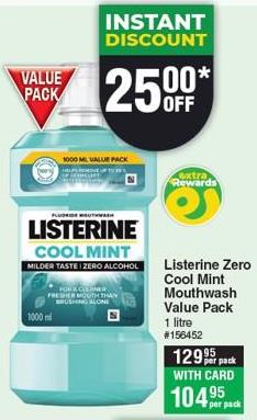 Listerine Zero Cool Mint Mouthwash Value Pack