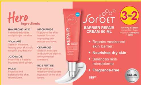 Buy any 3 Sorbet Facial Skin Care Products, cheapest 1 FREE