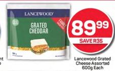 Lancewood Grated Cheese 600g Each