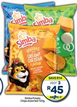 SimbaPotato Chips Assorted 120g