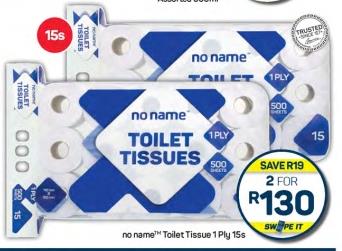 no name™ Toilet Tissue 1 Ply 15s