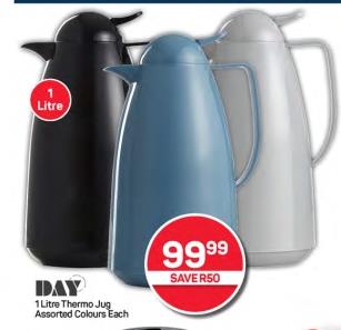 DAY 1 Litre Thermo Jug Assorted Colours Each