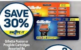 Gillette Fusion or Proglide Cartridges Assorted 8s