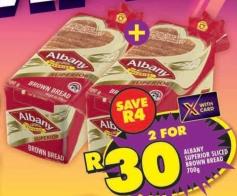 ALBANY SUPERIOR SLICED BROWN BREAD 700g