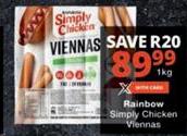 Rainbow Simply Chicken Viennas 1kg
