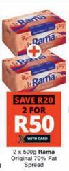  Rama Original 70% Fat Spread 2 x 500gm