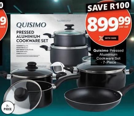 Quisimo Pressed Aluminium Cookware Set 7-Piece