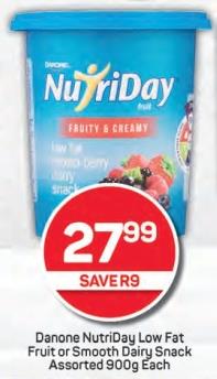 Danone NutriDay Low Fat Fruit or Smooth Dairy Snack Assorted 800g Each